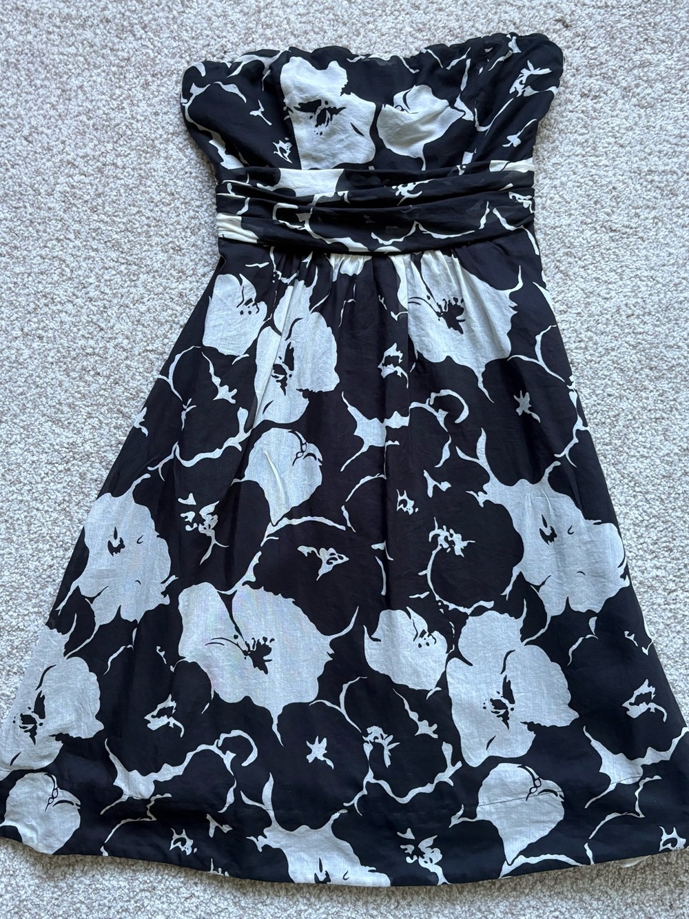 The Limited Strapless Black & White Floral Dress